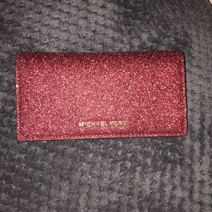 ruby red sparkly michael kors clutch wallet
